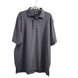 Footjoy Polo Shirt Mens XL Blue Heather Pinstripe Lisle Self Collar Golf UV Sun